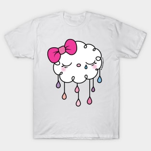 sad cloud raindrops, crying cloud, cute kawaii cloud rain T-Shirt